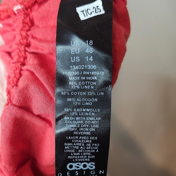 Asos Designer Red Ruffle Crop Bandeau Size 14 Red with Ribbon ties - Picture 5 of 7